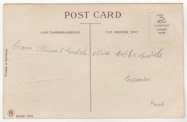 Vintage Thanksgiving Greetings Gold Foil Postcard Children Red Flag and Large Turkey - Avid Vintage