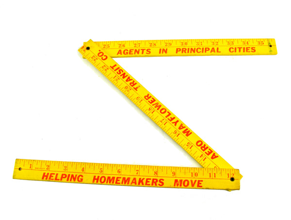Vintage Tri Fold Folding Advertising Yardstick Aero Mayflower Transit Company Wooden Ruler - Avid Vintage