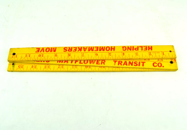 Vintage Tri Fold Folding Advertising Yardstick Aero Mayflower Transit Company Wooden Ruler - Avid Vintage