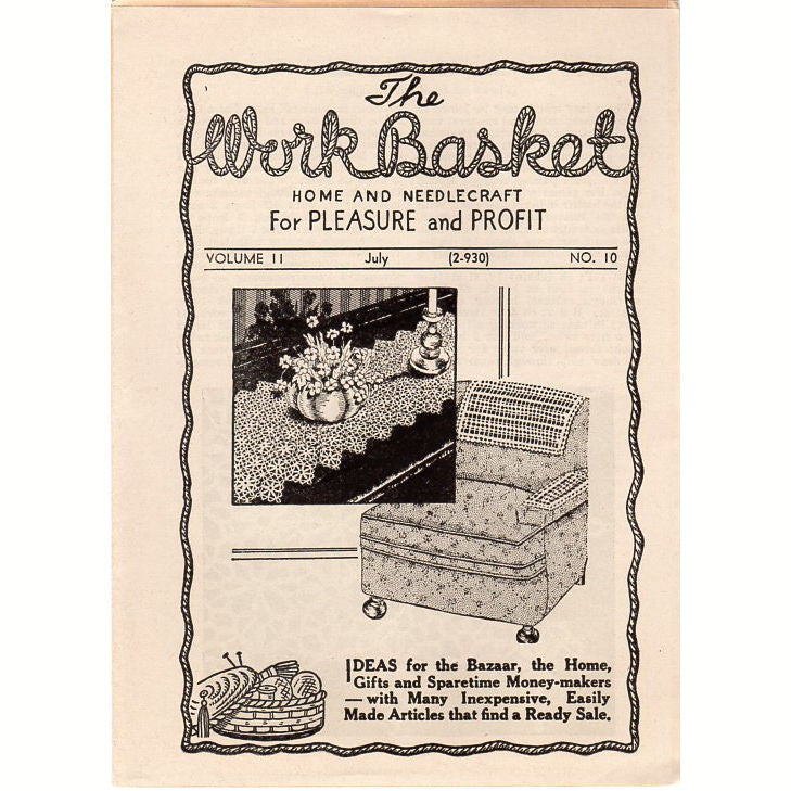Vintage WorkBasket Magazine July 1946 Volume 11 No 10 Motif for Allover Lace - Avid Vintage