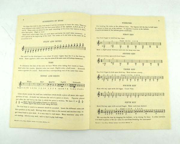 Warner's Italian Accordion 1923 Instruction Book Easy Method for Beginners - Avid Vintage