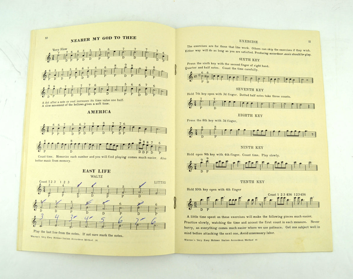 Warner's Italian Accordion 1923 Instruction Book Easy Method for Beginners - Avid Vintage