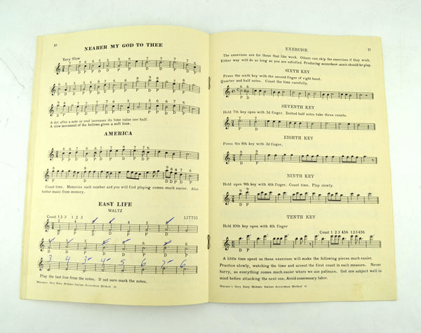 Warner's Italian Accordion 1923 Instruction Book Easy Method for Beginners - Avid Vintage