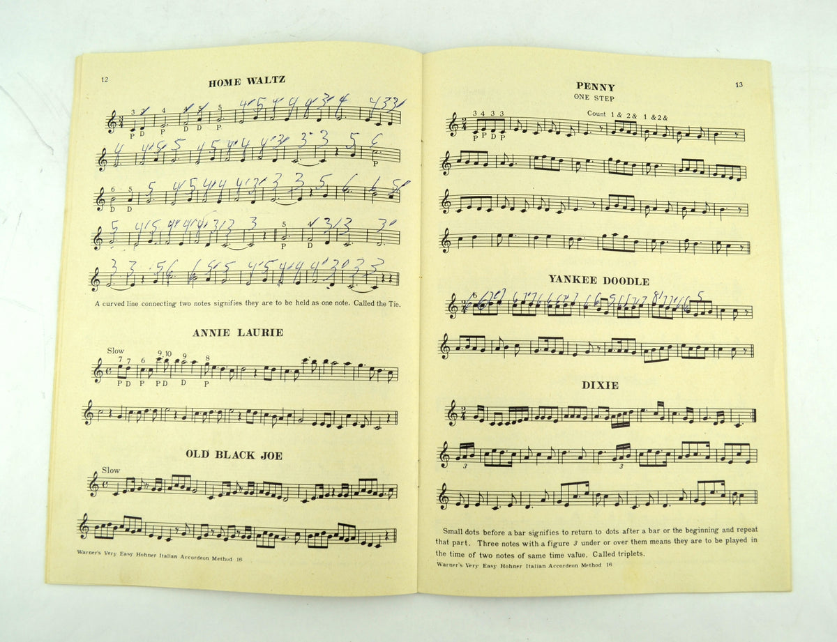 Warner's Italian Accordion 1923 Instruction Book Easy Method for Beginners - Avid Vintage