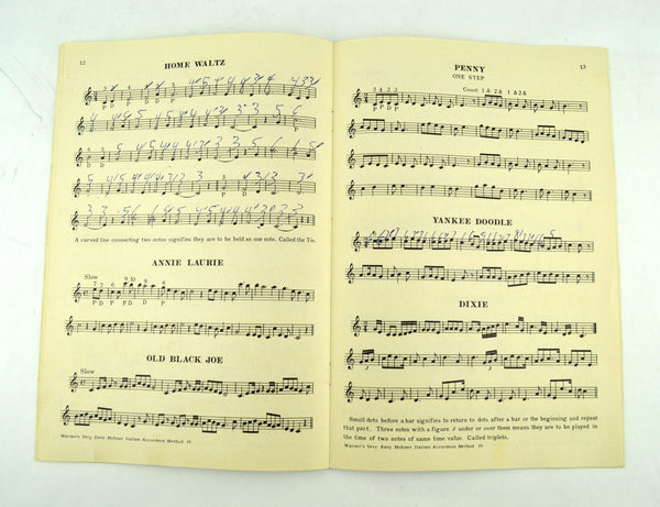 Warner's Italian Accordion 1923 Instruction Book Easy Method for Beginners - Avid Vintage