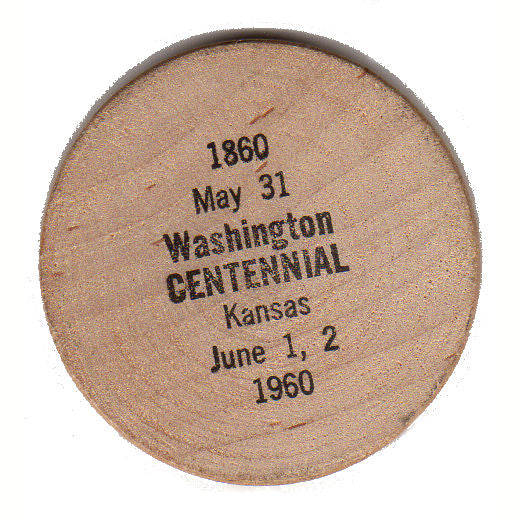 Vintage Washington Kansas Wooden Nickel 1960 Centennial  Souvenir Coin - Avid Vintage