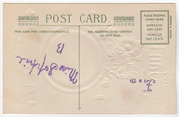Winsch Happy New Year Vintage 1910s Embossed Postcard Watermill Scene Floral - Avid Vintage