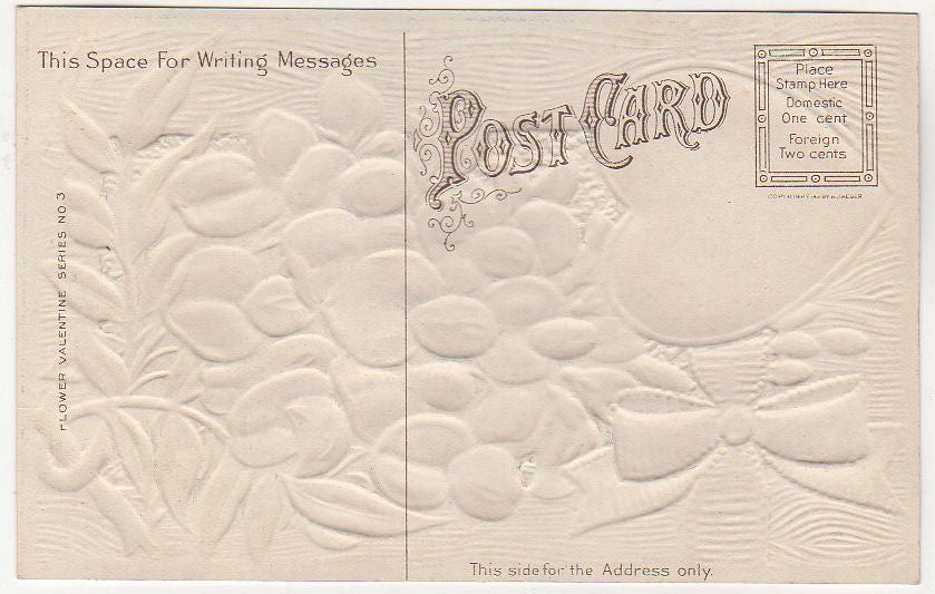 Wistaria Flowers Old Vintage Embossed Valentines Day Postcard Unused - Avid Vintage