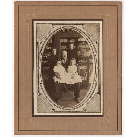 Woolsey Family 1900's Antique Mounted Photo Twin Boys Drug Store Interior Hubbell Nebraska - Avid Vintage