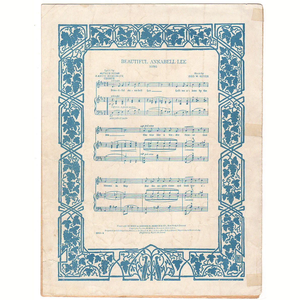 Avalon Vintage 1920s Sheet Music by Al Jolsen Frederick Manning Cover Art - Avid Vintage