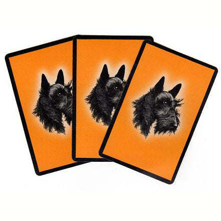Vintage 1950s Scottie Dog Playing Cards Lot of 3 Black Scottish Terrier Orange Background - Avid Vintage