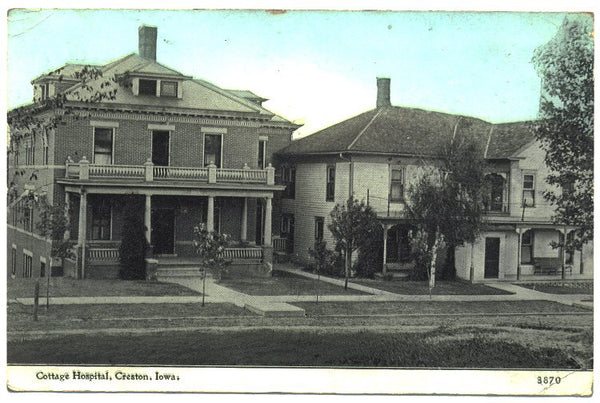 Vintage 1910s Creston Iowa Postcard Cottage Hospital Card No 3870 Town View - Avid Vintage