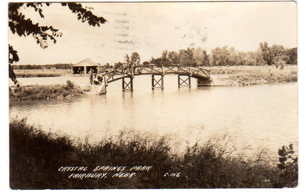 Vintage 1950s Fairbury Nebraska RPPC Crystal Springs Foot Bridge Real Photo Postcard - Avid Vintage