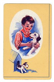 Vintage 1960s Little Boy and Dog Playing Cards Lot of 3 Dog House Smash Book Supply - Avid Vintage