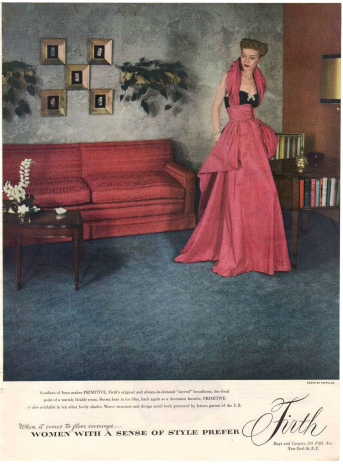 Vintage 1940s Heywood Wakefield Furniture Magazine Print Ad Firth Carpet Advertising - Avid Vintage