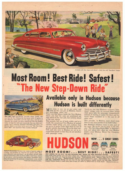 Vintage 1950 Red Hudson Step Down Magazine Print Ad 1950s Automobile Advertisement - Avid Vintage