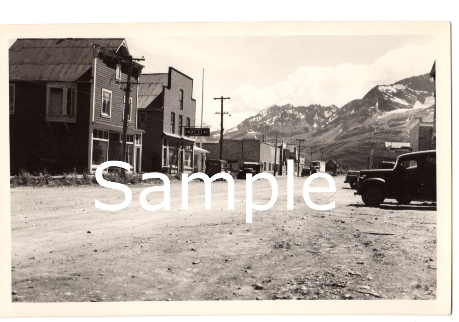 Vintage 1930s EKC Real Photo Postcard Valdez Alaska Street Scene Mountains - Avid Vintage