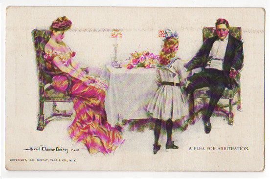 Vintage 1900s Howard Chandler Christy Victorian Postcard Plea for Abitration - Avid Vintage