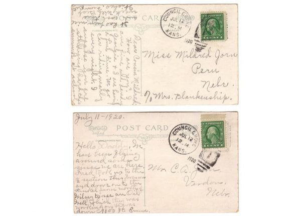 Vintage 1910s Council Grove Kansas Pennant Postcards Lot of 2 - Avid Vintage