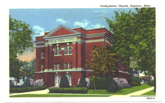 Vintage Superior Nebraska Curteich Linen Postcard Presbyterian Church Unused - Avid Vintage