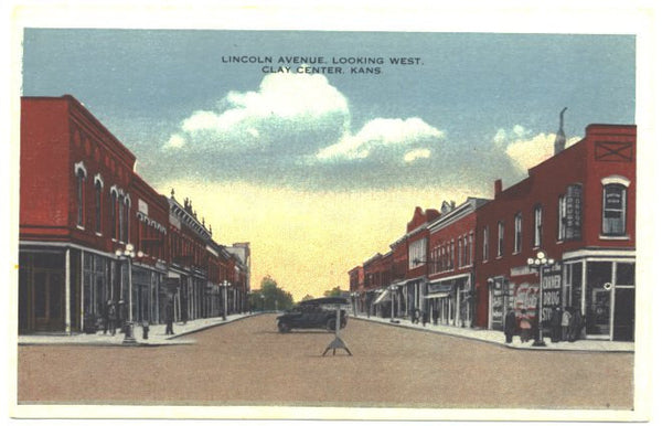 Vintage 1910s Postcard Clay Center Kansas Lincoln Avenue Looking West - Avid Vintage