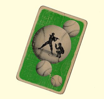 Vintage 1950s Baseball Playing Cards Lot of 3 Green Scrapbook Ephemera - Avid Vintage