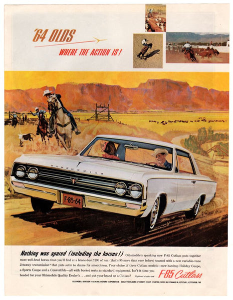 Vintage 1964 Olds F-85 Cutlass Magazine Print Ad Paper Campbell's Soup Advertising - Avid Vintage