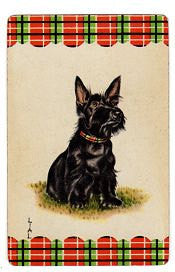 Vintage 1950s Black Scotty Dog Playing Cards with Checker Border Lot of 3 Junk Journal Supply - Avid Vintage