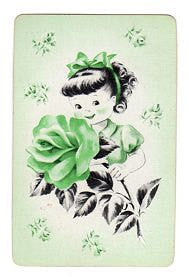 Vintage 1950's Little Girl Playing Cards Lot of 3 Green Rose Swap Cards - Avid Vintage