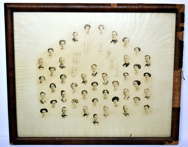 Antique Framed Photo Class of 1911 Fairbury Nebraska High School, Genealogy, History - Avid Vintage