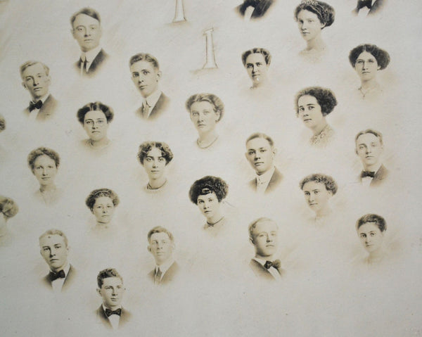 Antique Framed Photo Class of 1911 Fairbury Nebraska High School, Genealogy, History - Avid Vintage