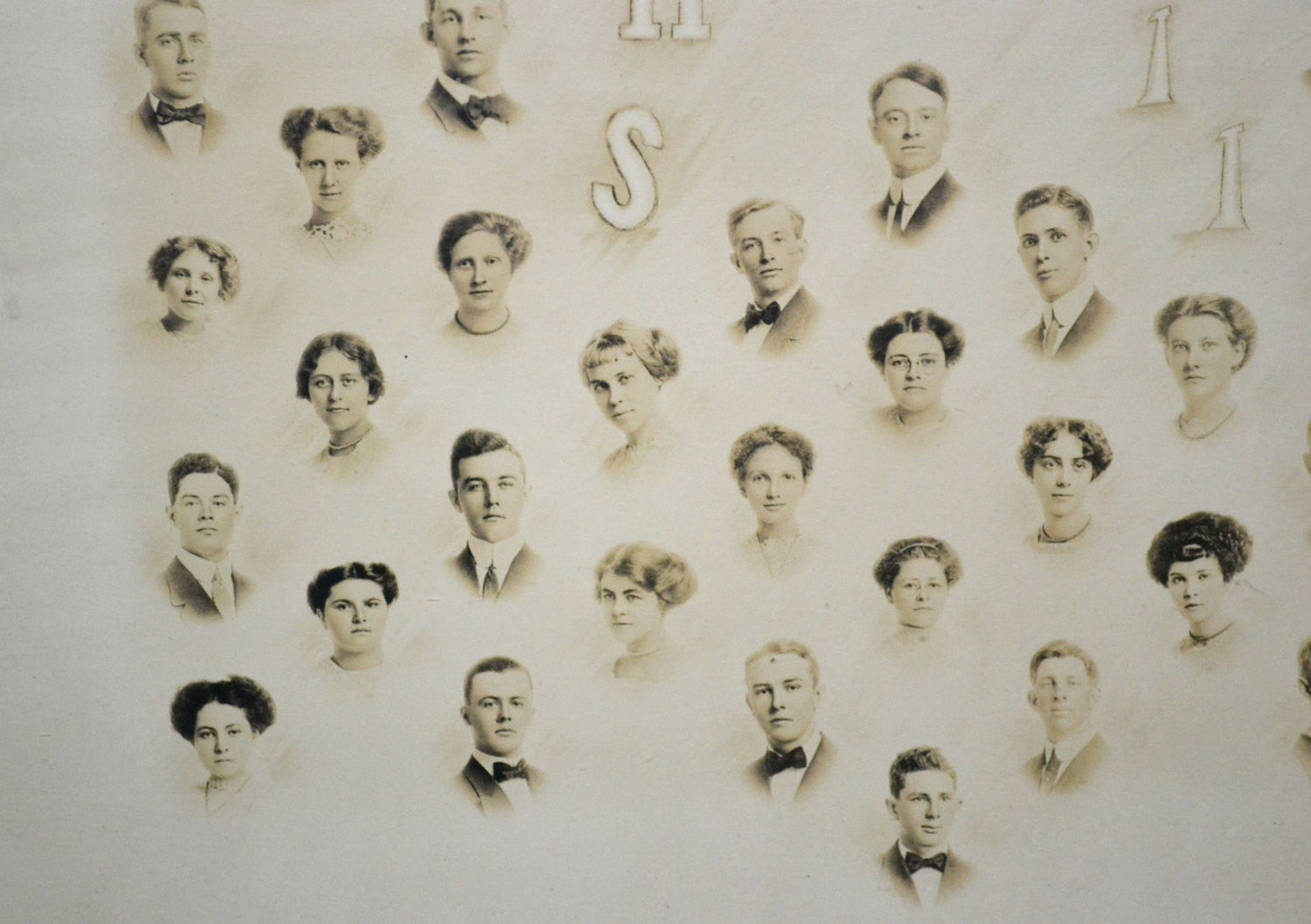 Antique Framed Photo Class of 1911 Fairbury Nebraska High School, Genealogy, History - Avid Vintage