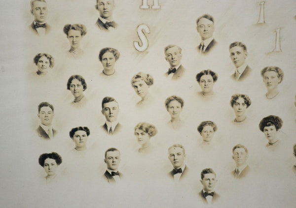 Antique Framed Photo Class of 1911 Fairbury Nebraska High School, Genealogy, History - Avid Vintage