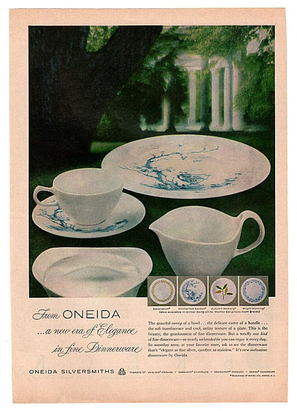 Vintage 1960 Oneida Dinnerware Melamine Plate Magazine Print Ad Breck Hair Spray Advertisement - Avid Vintage