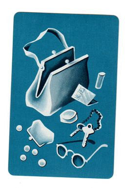 Vintage 1950s Kitsch Playing Cards Lot of 3 Blue Purse Keys Coin Purse and Sunglasses - Avid Vintage