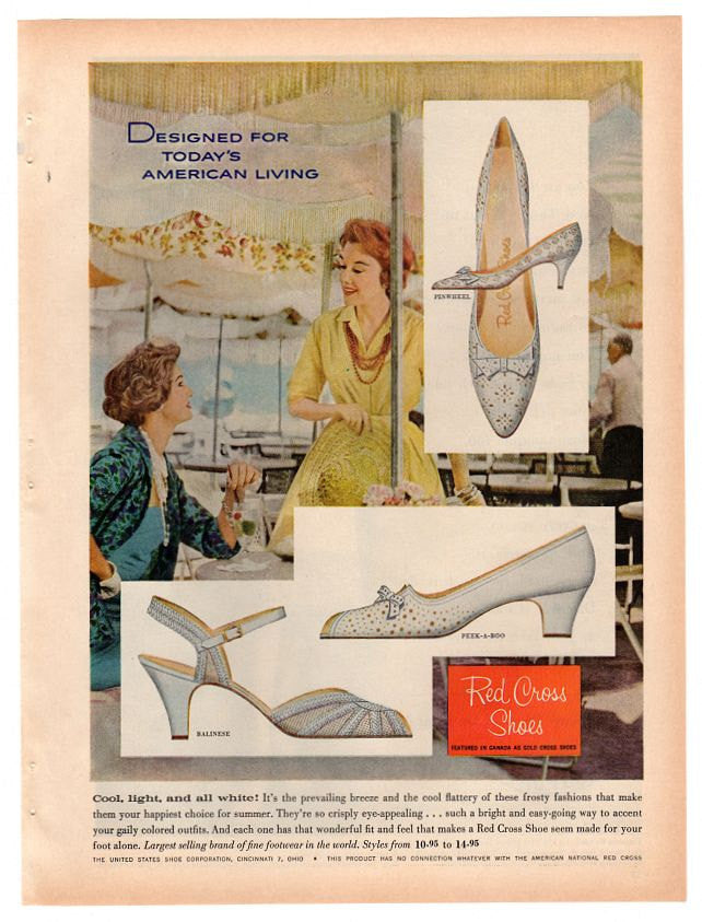Vintage 1960 Red Cross Shoes Magazine Print Ad Ladies Fashion Advertisement - Avid Vintage