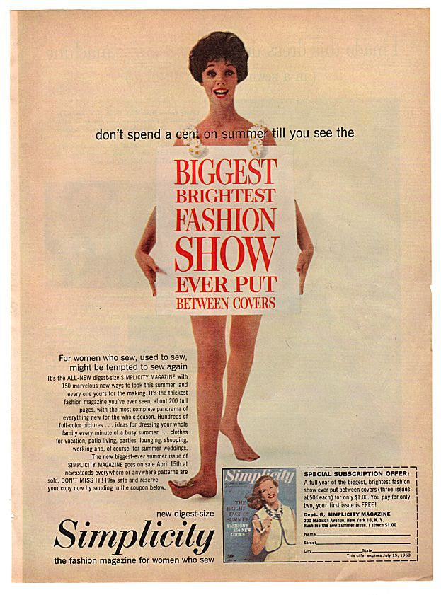 Vintage 1960 Singer Sewing Machine Magazine Print Ad Andrea Wise White Plains NY - Avid Vintage