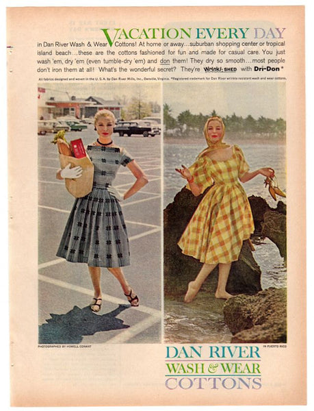 Vintage Dan River Cottons Magazine Print Ad 1960 Dress Advertisement 1960s Ladies Fashions - Avid Vintage