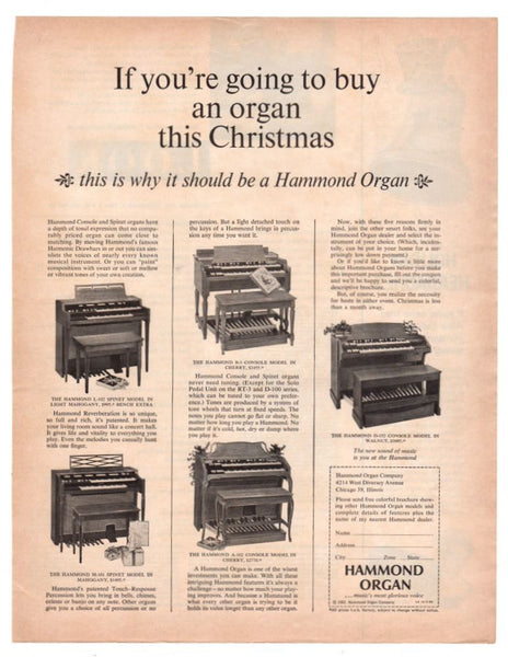 Vintage 1963 Hammond Organ Magazine Print Ad Electronics Advertising Music Room Decor - Avid Vintage
