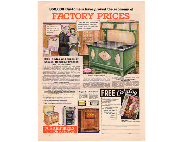 Vintage 1934 Chevy Master Six Sport Coupe Car Magazine Print Ad Kalamazoo Porcelain Stove - Avid Vintage