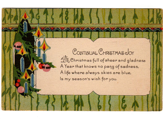 Vintage 1920s Art Deco Christmas Postcard Lit Candles Ornaments Holiday Greeting - Avid Vintage