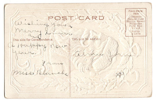 Vintage 1910s Silver Santa Bas Relief Postcard Christmas Wreath P Sander - Avid Vintage