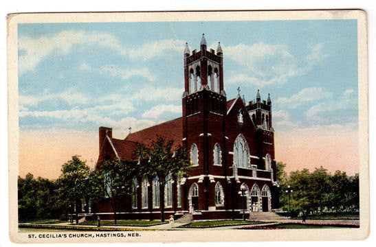Vintage 1930s Hastings Nebraska Postcard St. Cecilia's Church A 56802 Unused - Avid Vintage