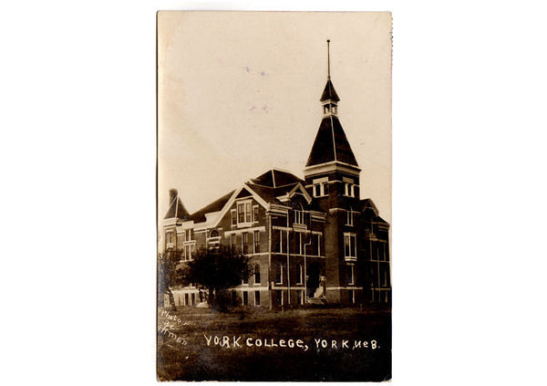 York Nebraska College Vintage 1910s Real Photo Postcard Huffman Photographer - Avid Vintage