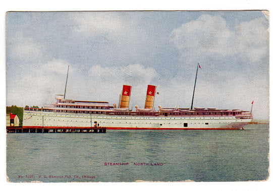 Steamship North Land Vintage 1910s Ocean Liner Postcard Harbor Springs Michigan - Avid Vintage