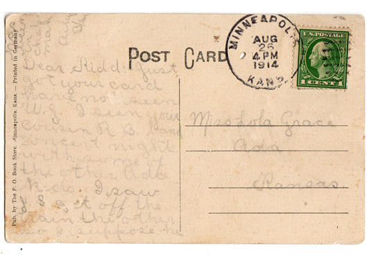 Vintage Post Card Minneapolis Kansas Baptist Church 1910s Town View - Avid Vintage