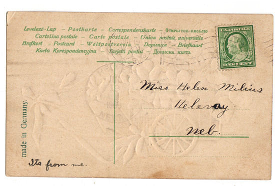 Vintage 1910s Best Wishes Postcard, Purple Violets, Floral Embossed, Helvey Nebraska Postmark - Avid Vintage