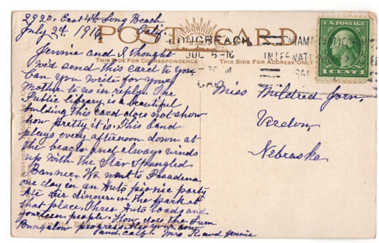 Vintage 1910s Long Beach California Postcard Municipal Band Playing in Front of the Library - Avid Vintage