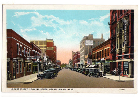 Vintage 1920s Grand Island Nebraska Postcard Locust Street Looking South Downtown - Avid Vintage