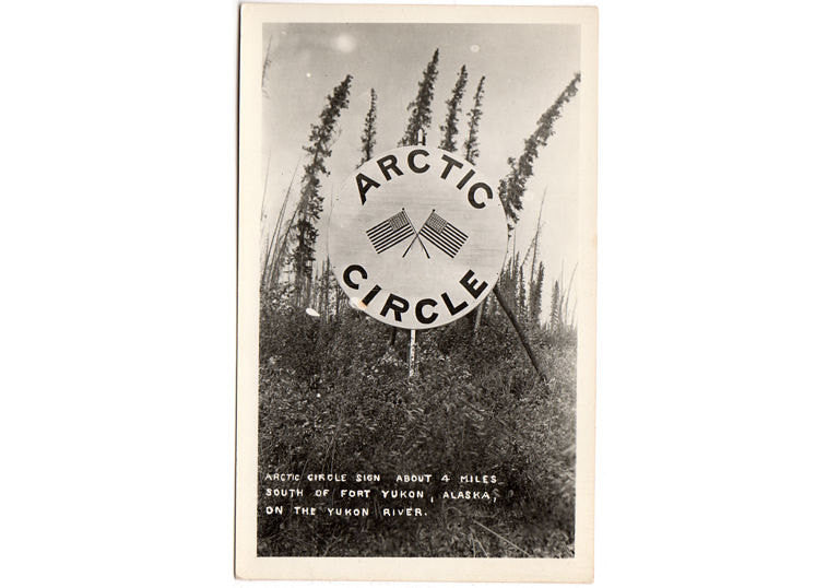 Vintage 1940's Arctic Circle Sign Real Photo Postcard Fort Yukon Alaska - Avid Vintage